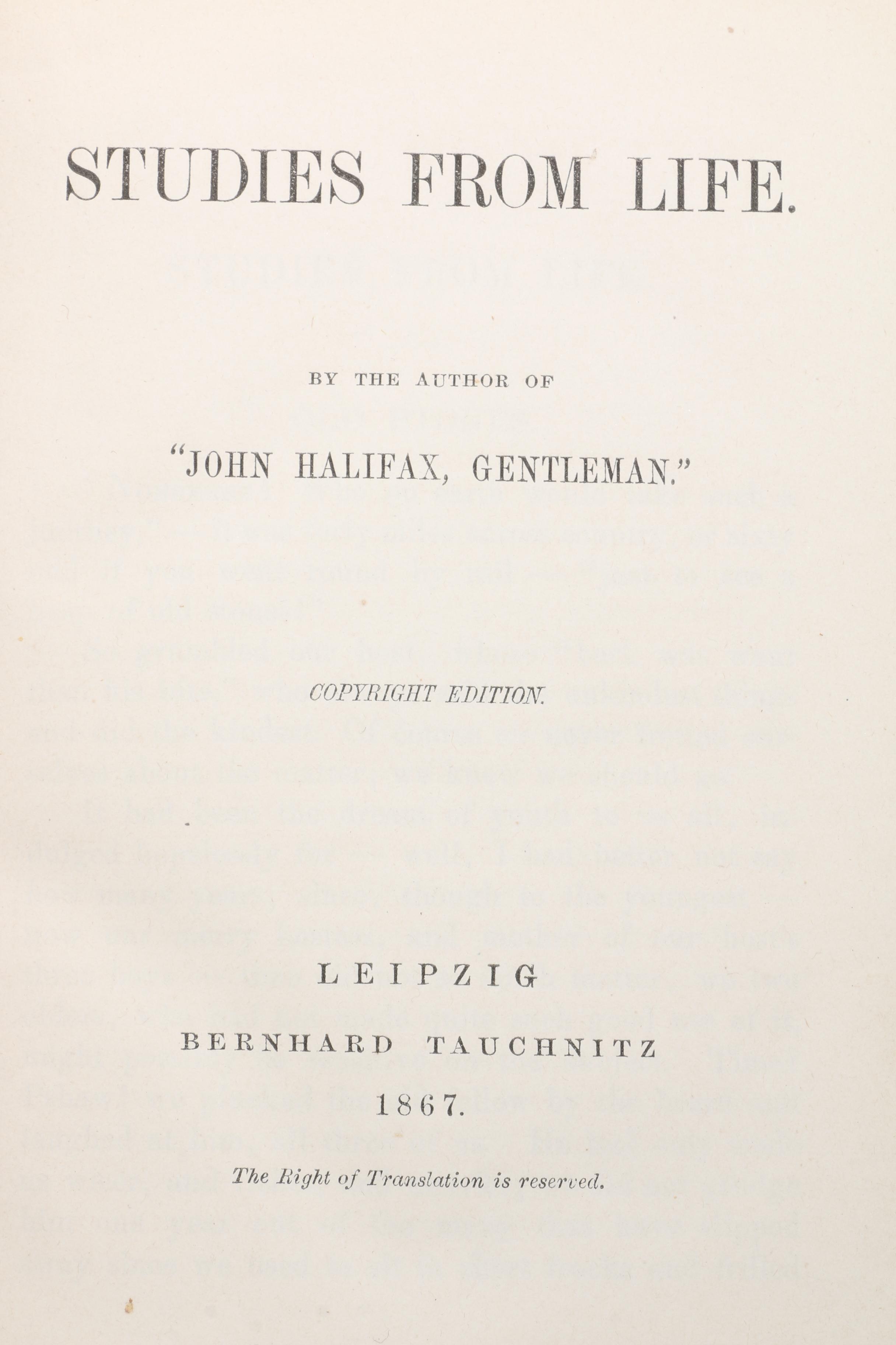 "Collection of British Authors" Tauchnitz Edition Featuring Mrs. Craik.