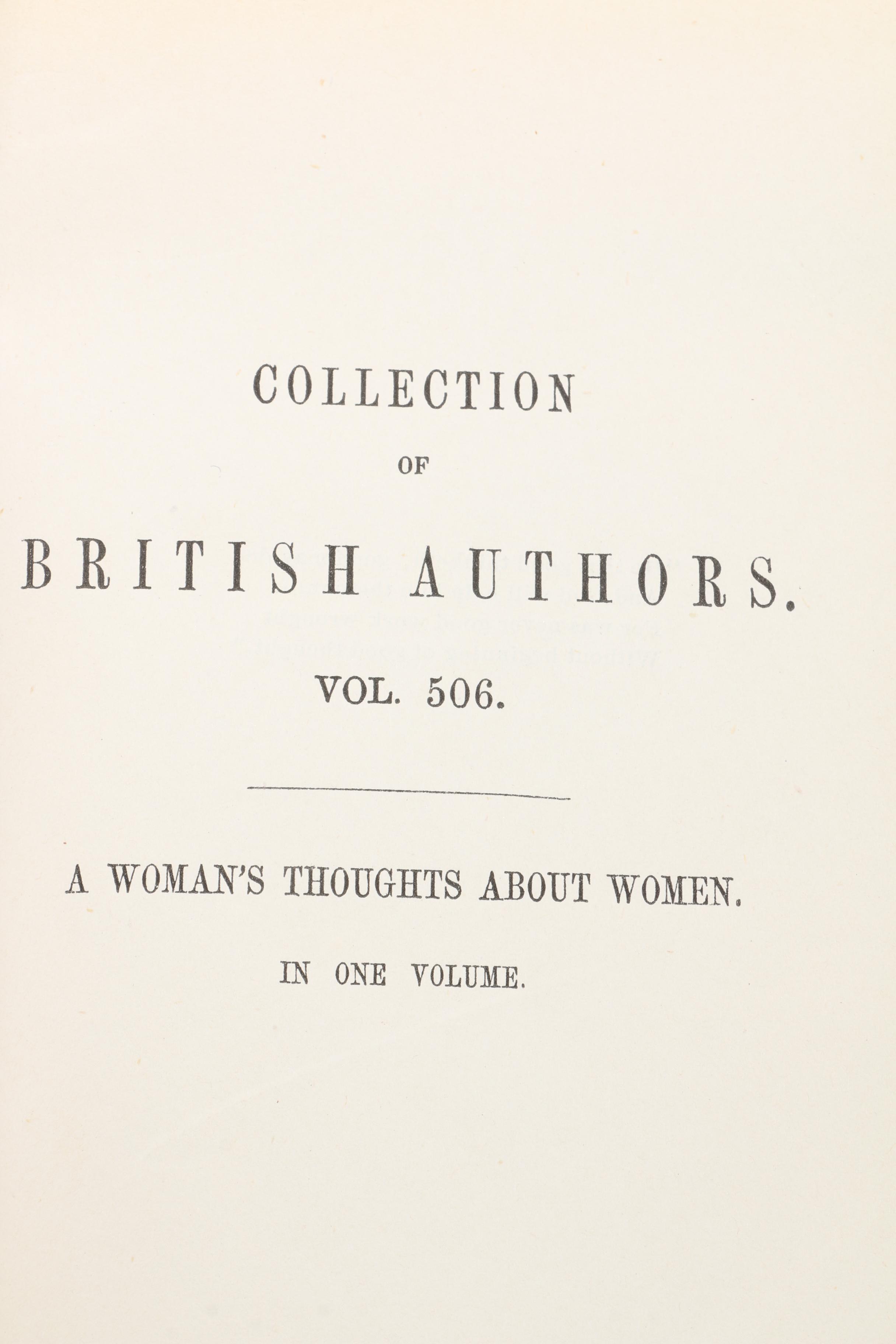 "Collection of British Authors" Tauchnitz Edition Featuring Mrs. Craik.