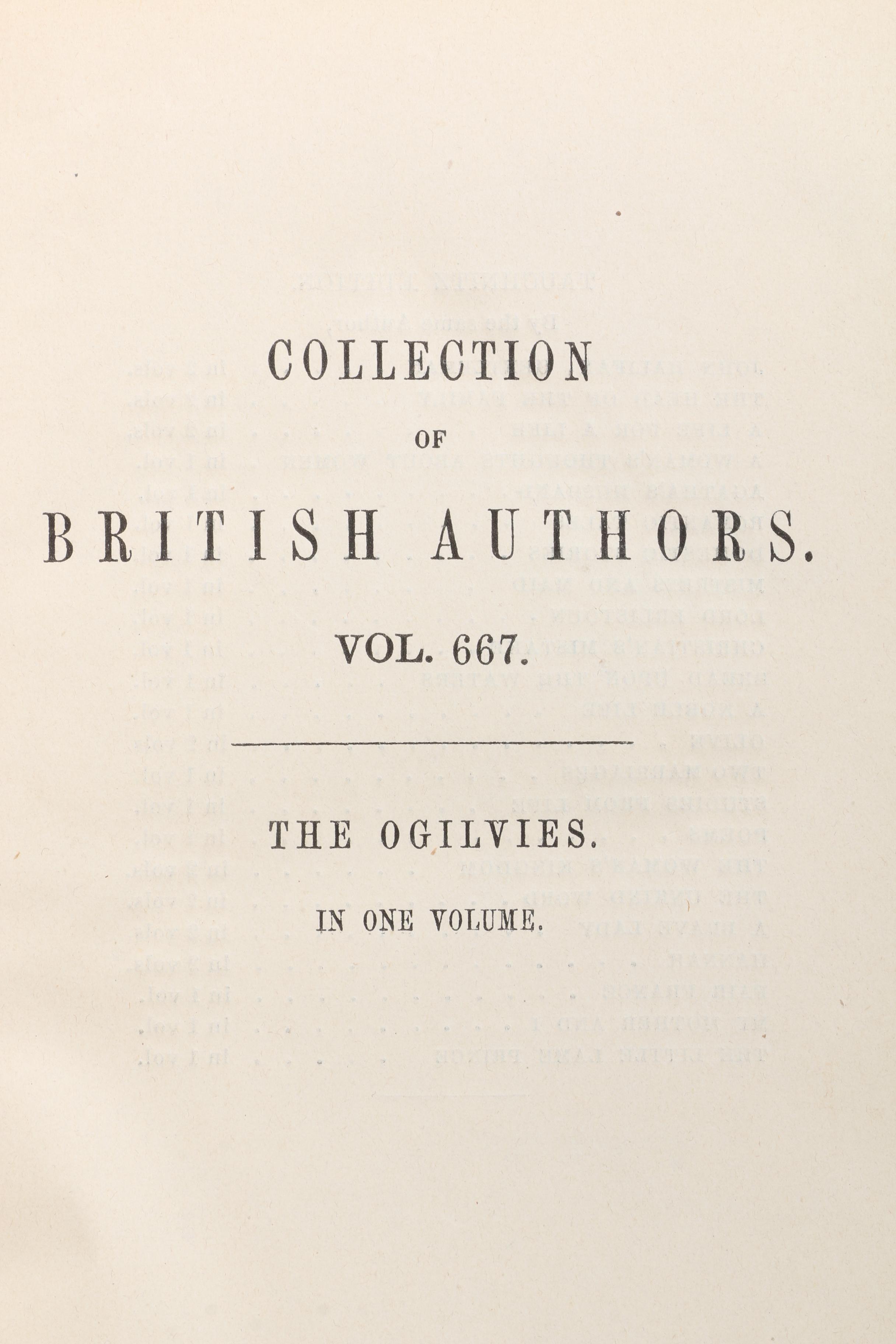 "Collection of British Authors" Tauchnitz Edition Featuring Mrs. Craik.