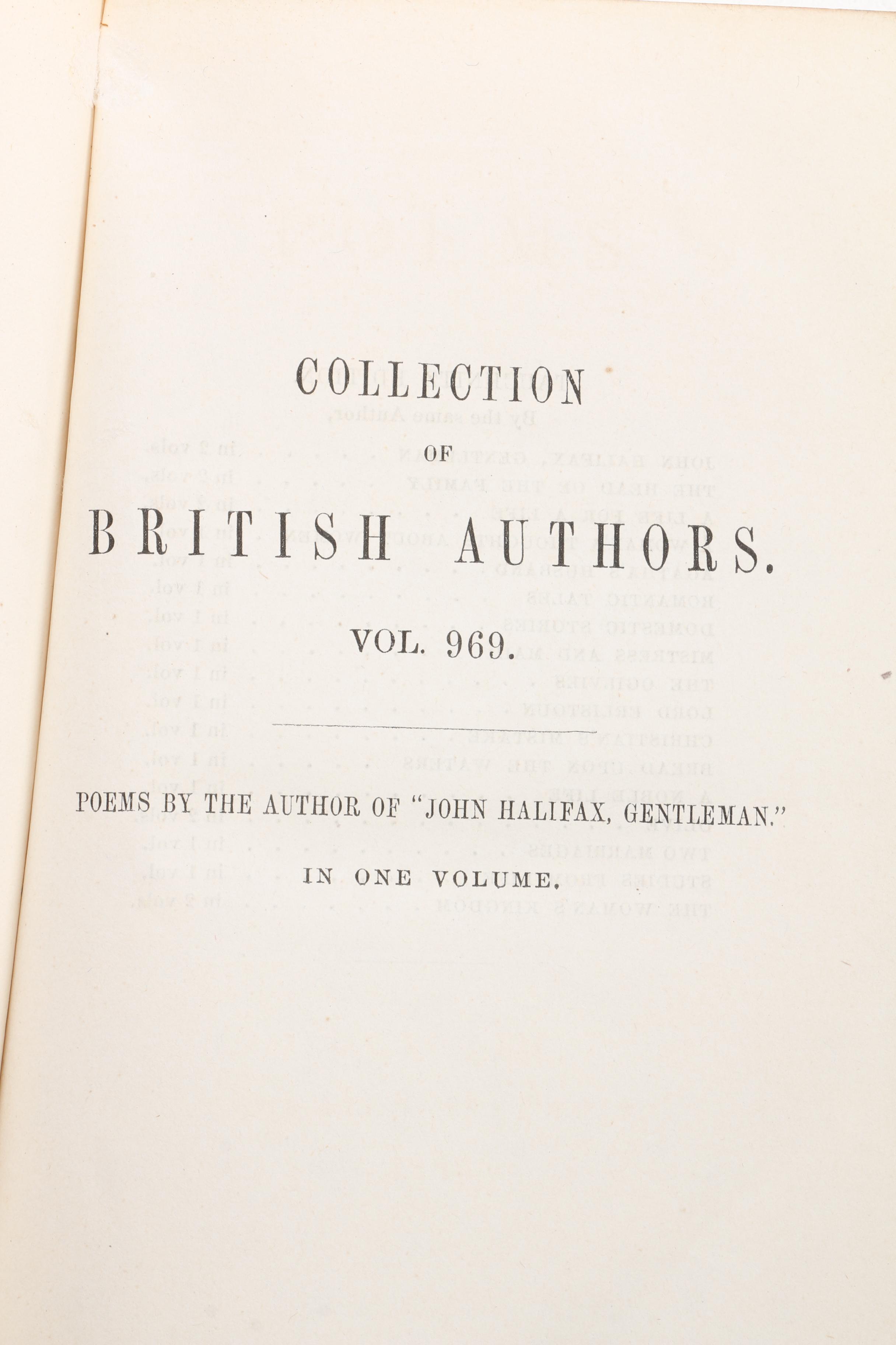 "Collection of British Authors" Tauchnitz Edition Featuring Mrs. Craik.