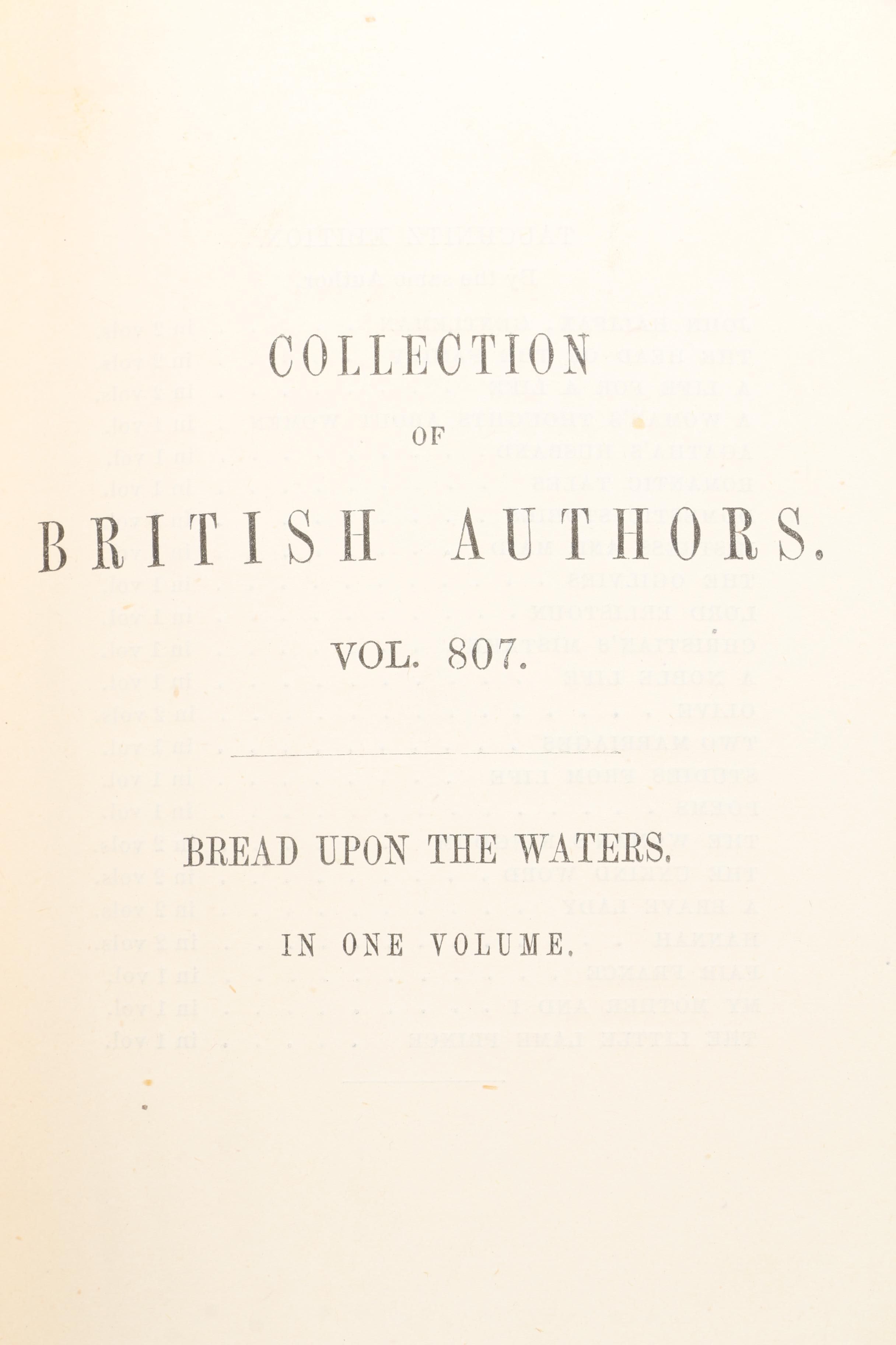 "Collection of British Authors" Tauchnitz Edition Featuring Mrs. Craik.