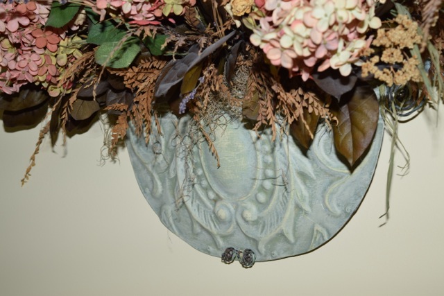 Metal Wall Pocket and Faux Floral Arrangement