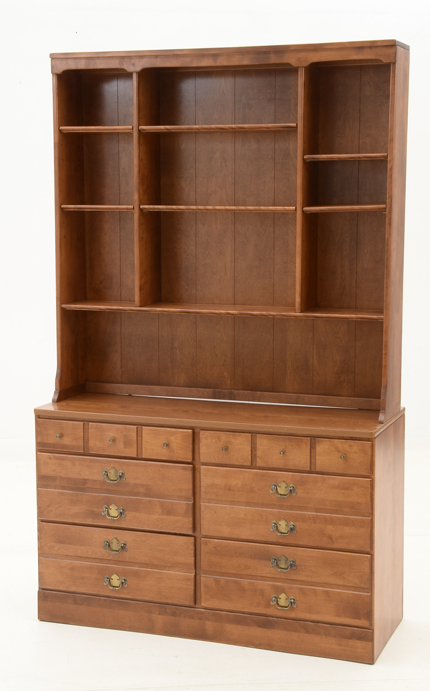 Ethan Allen Maple Bookcase-on-Dresser