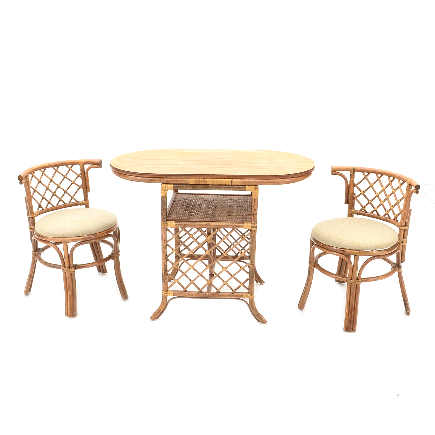 Rattan Accent Table with Chairs