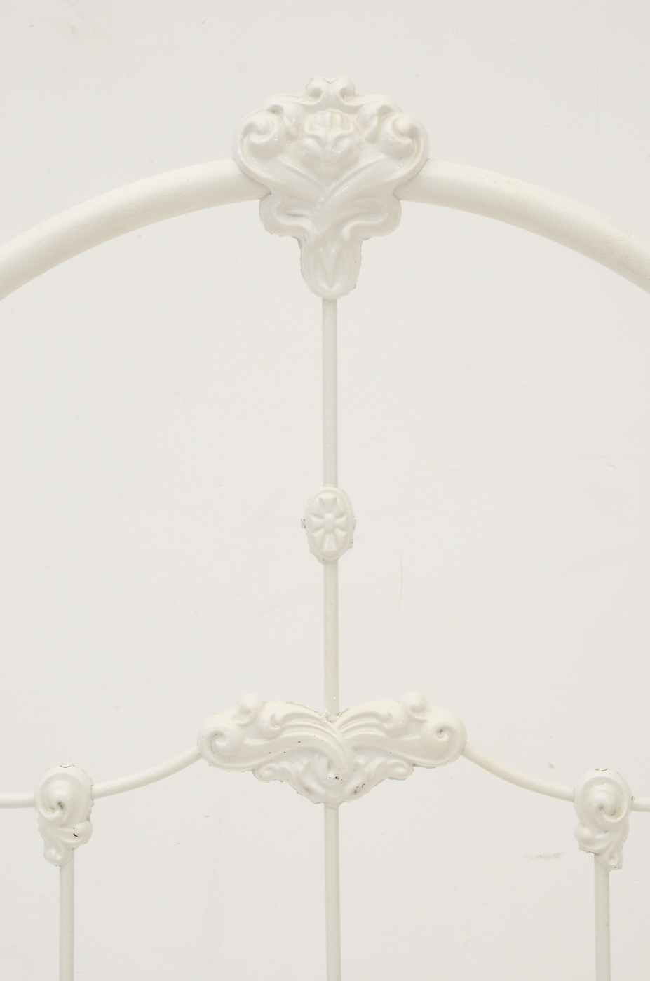 Vintage White Painted Metal Full Bed Frame