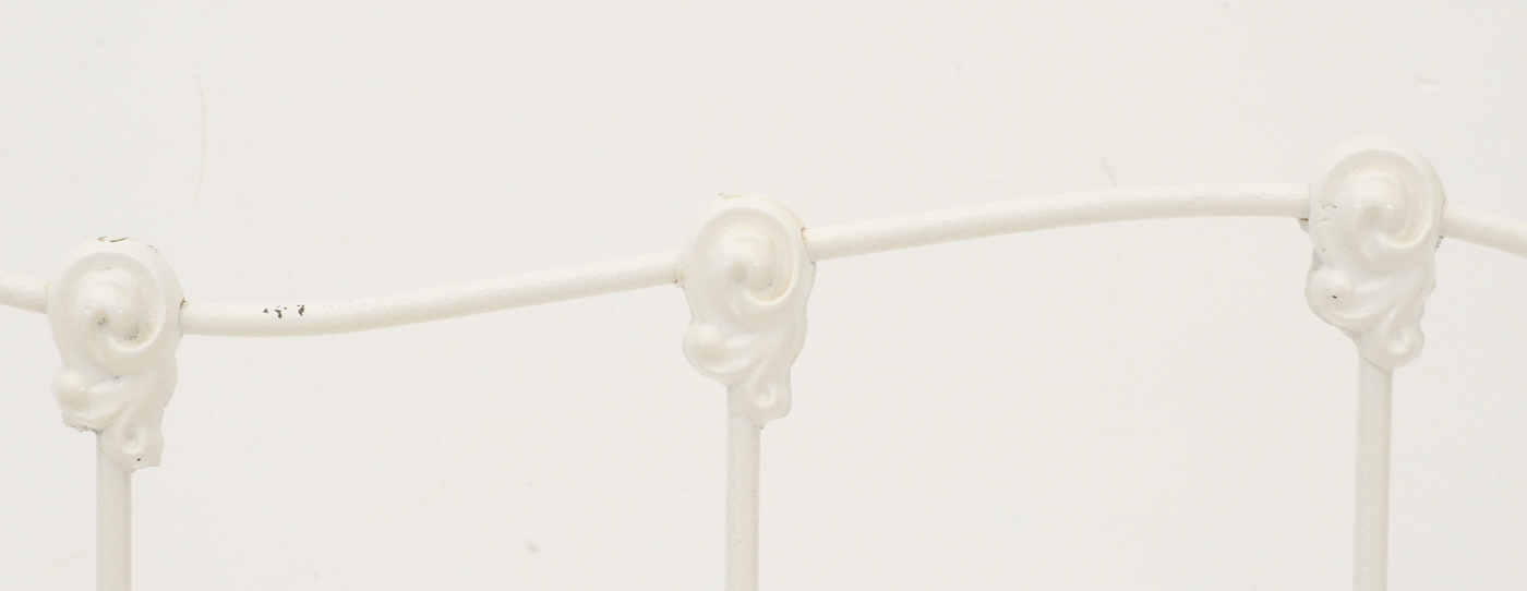 Vintage White Painted Metal Full Bed Frame