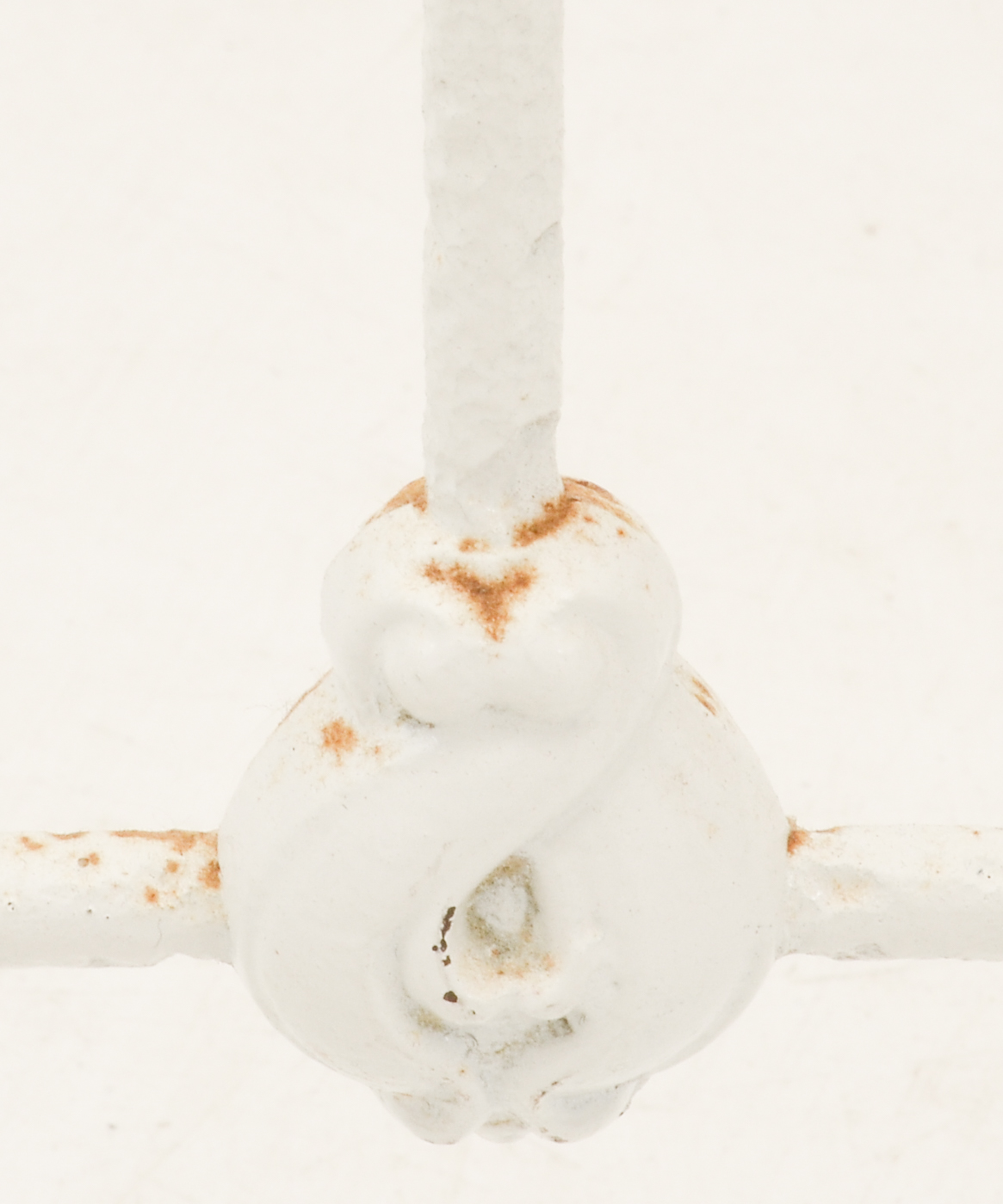 Vintage White Painted Metal Full Bed Frame