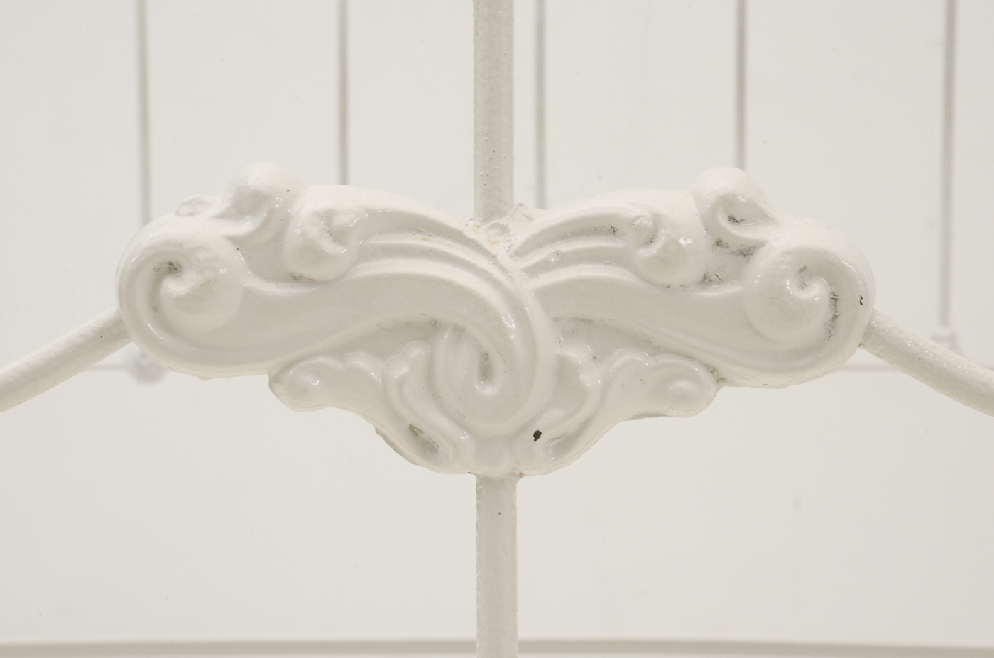 Vintage White Painted Metal Full Bed Frame