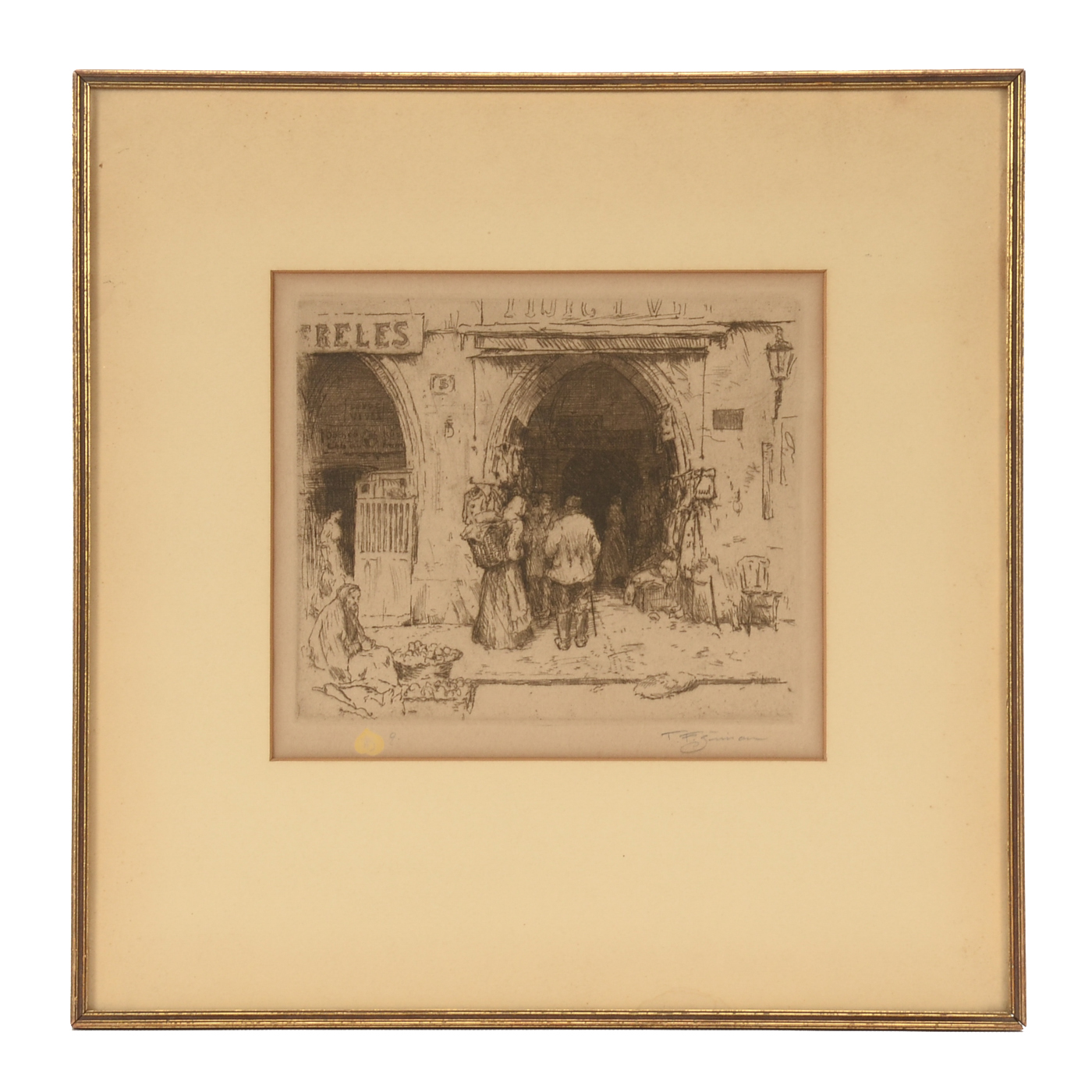 Tavík František Šimon Original Signed Etching "Ovocny Trh"