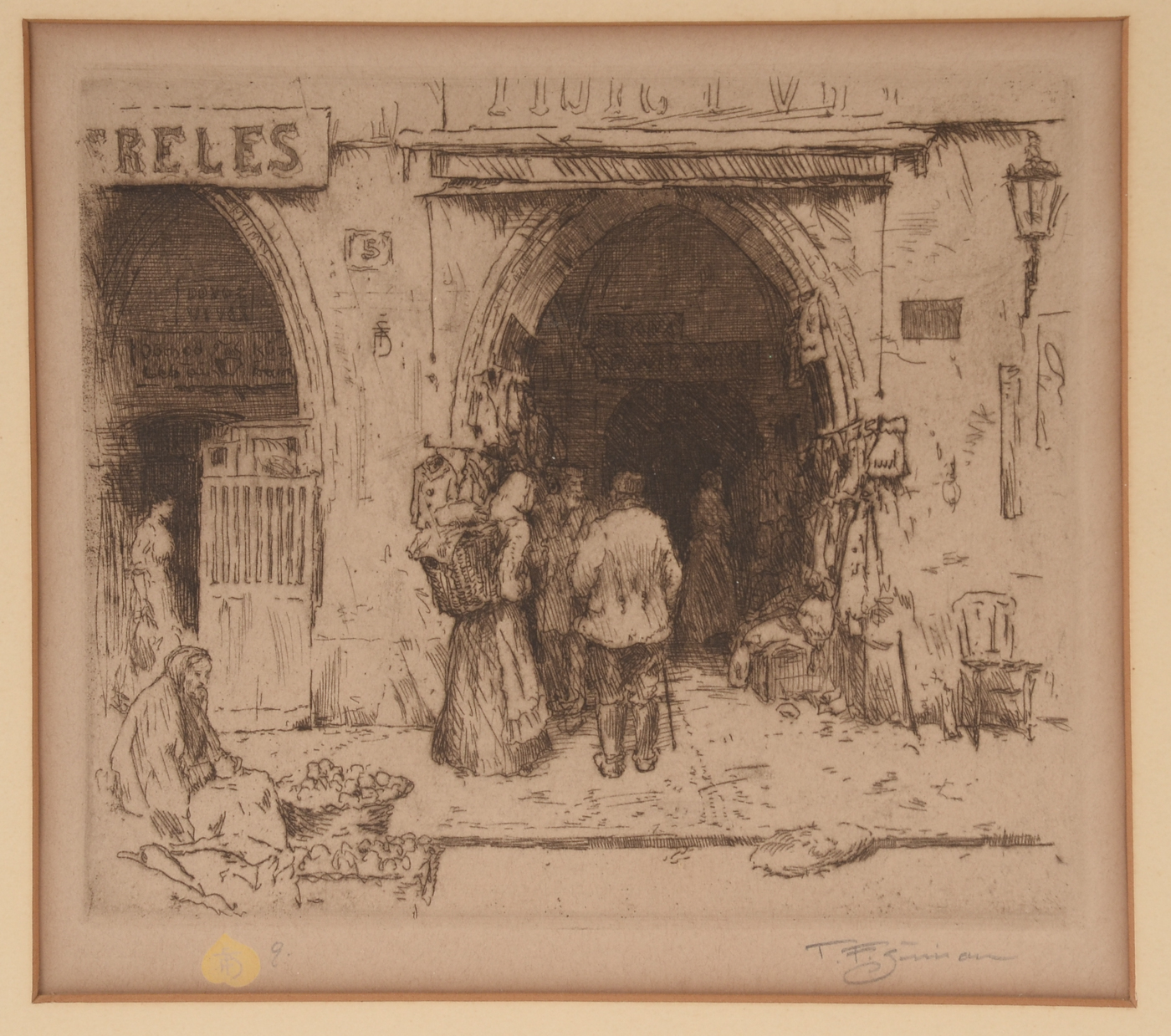 Tavík František Šimon Original Signed Etching "Ovocny Trh"