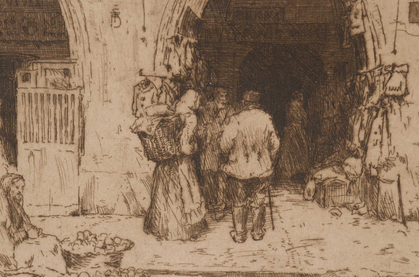 Tavík František Šimon Original Signed Etching "Ovocny Trh"