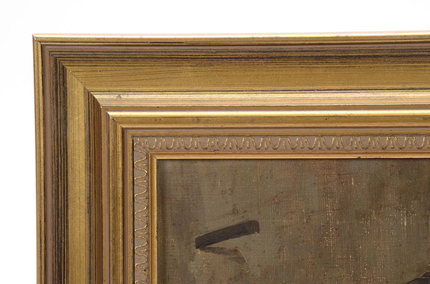 Antique Oil Genre Painting on Canvas