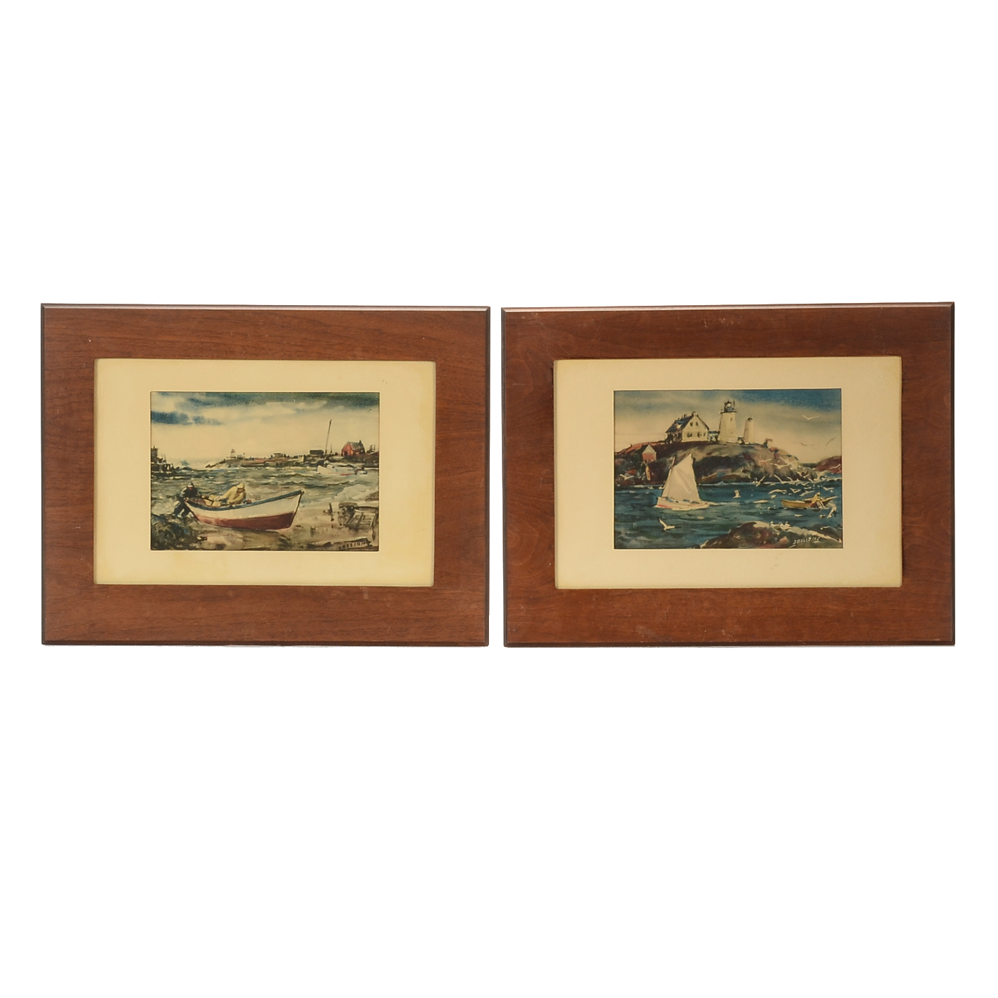 Two Vintage Collotypes after James Sessions Marine Paintings
