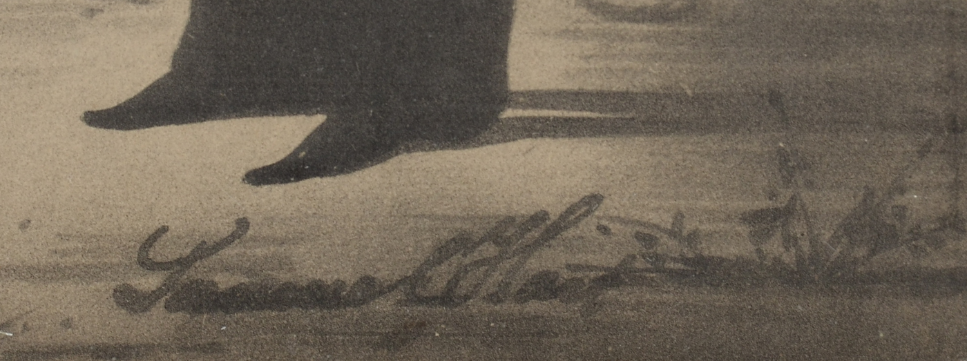 Vintage Collotype after 1841 Hand-Painted Silhouette