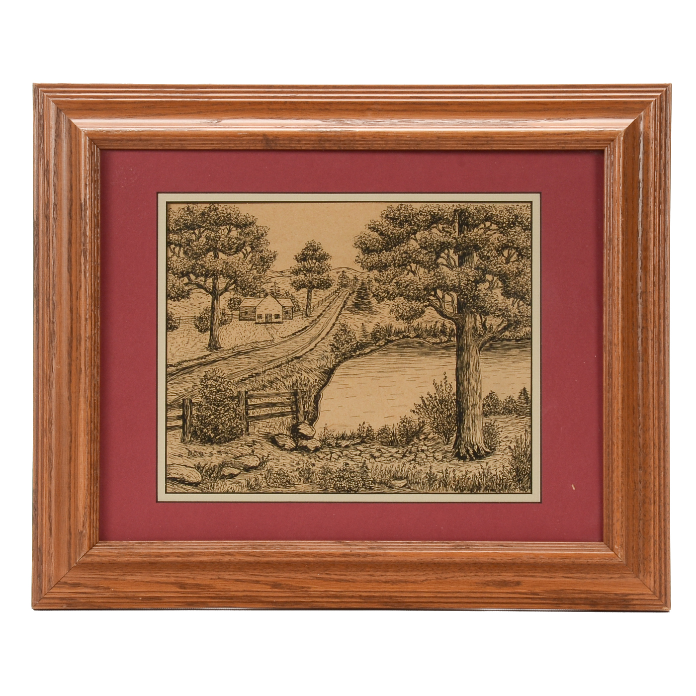 Clyde Overholser Original 1960 Pen & Ink Drawing