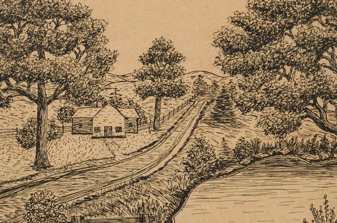 Clyde Overholser Original 1960 Pen & Ink Drawing