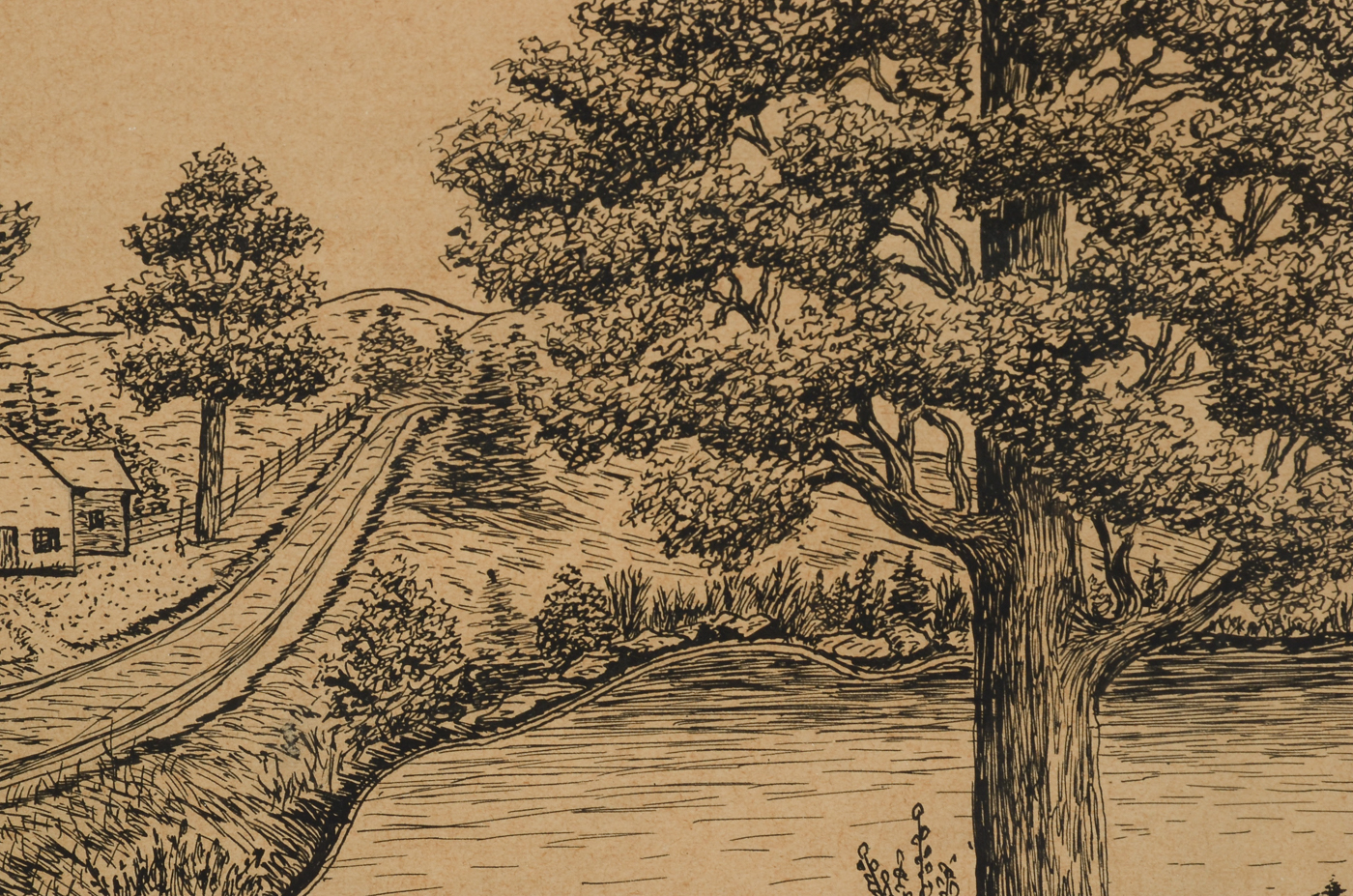 Clyde Overholser Original 1960 Pen & Ink Drawing