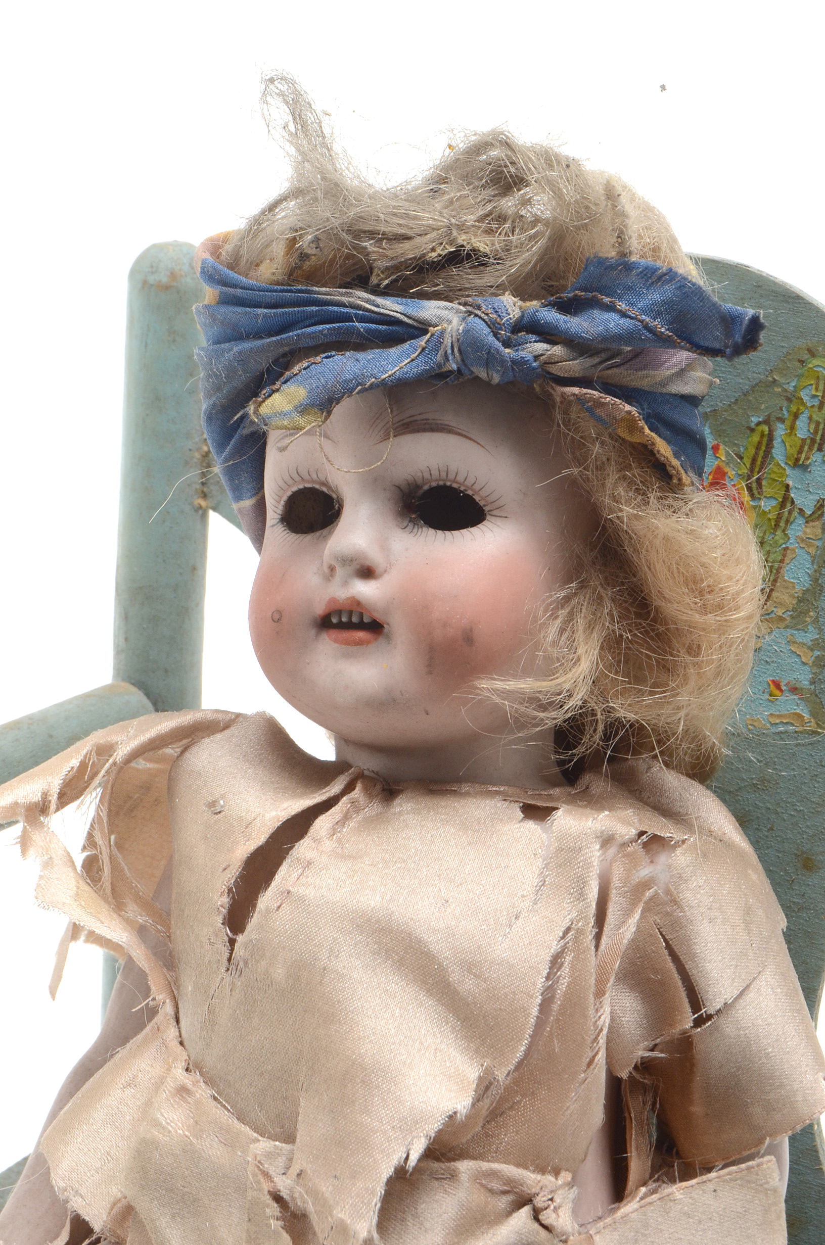 Antique Porcelain Doll on Swing