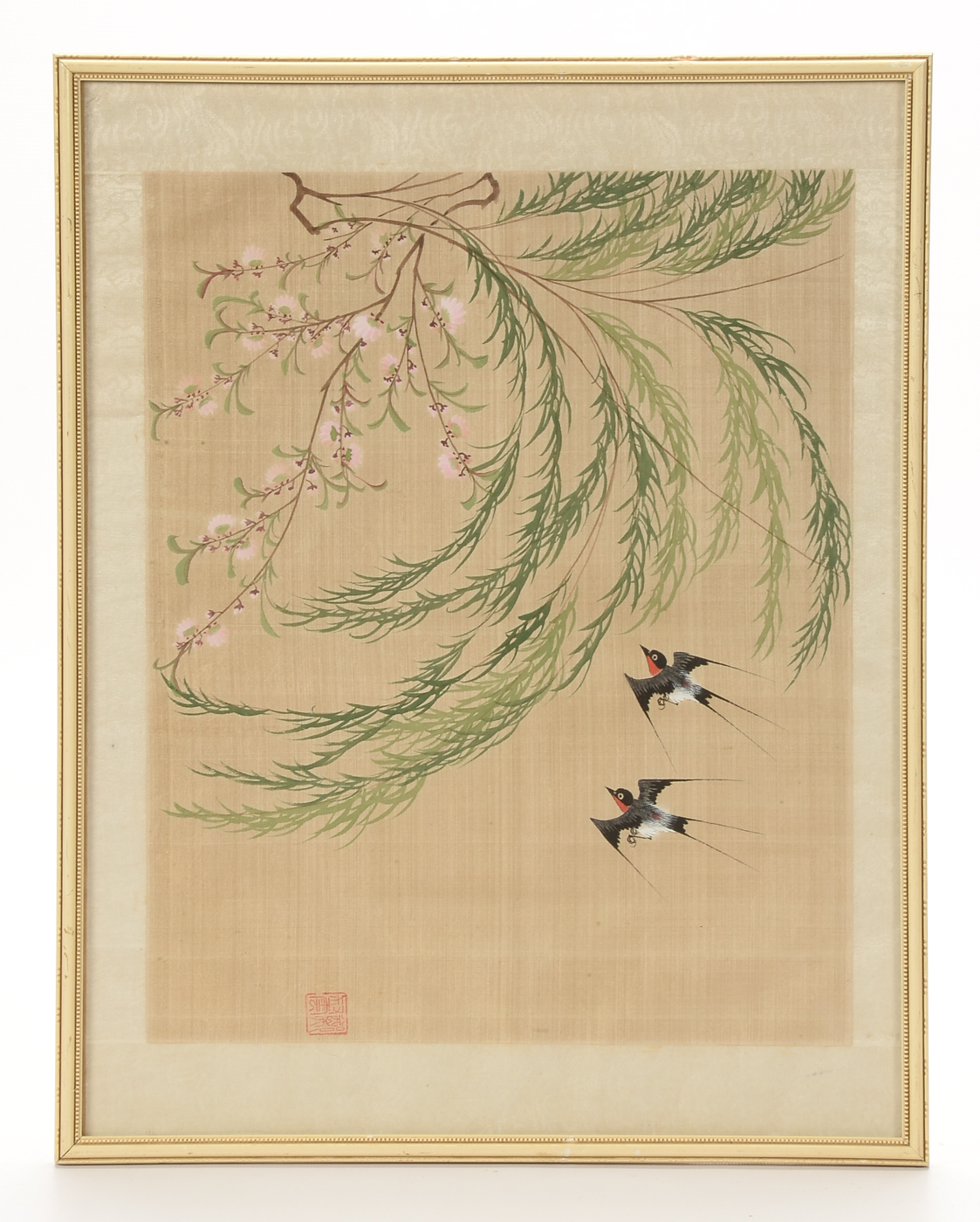 Two Chinese Gouache Nature Scene Paintings on Silk