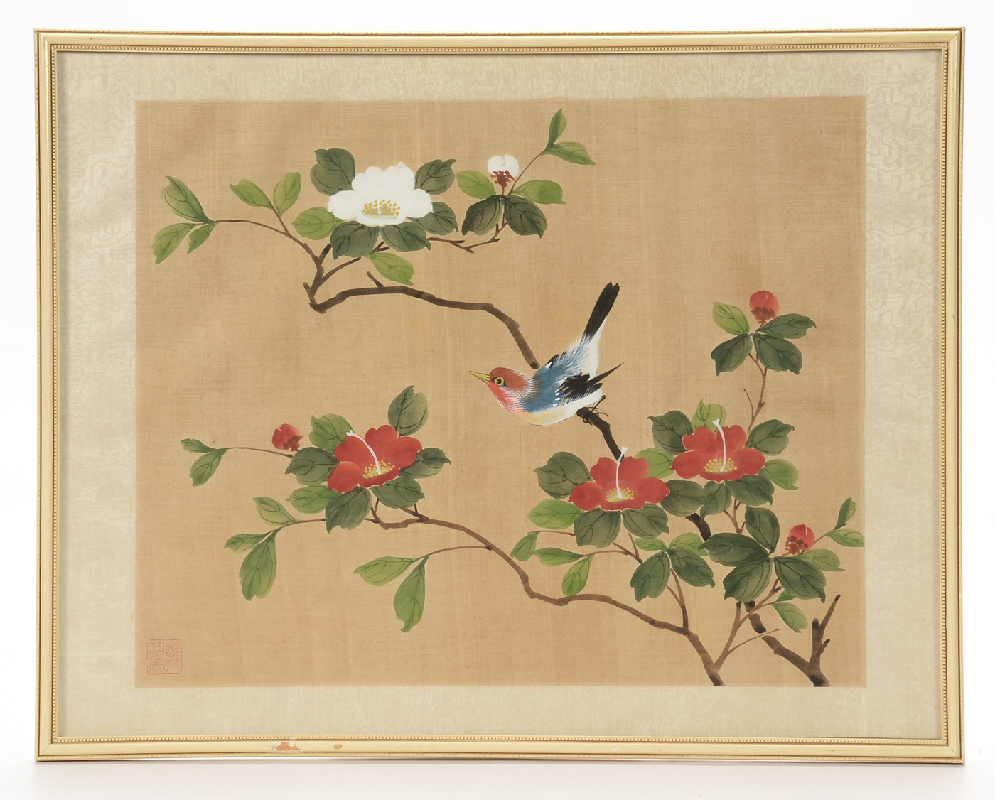 Two Chinese Gouache Nature Scene Paintings on Silk