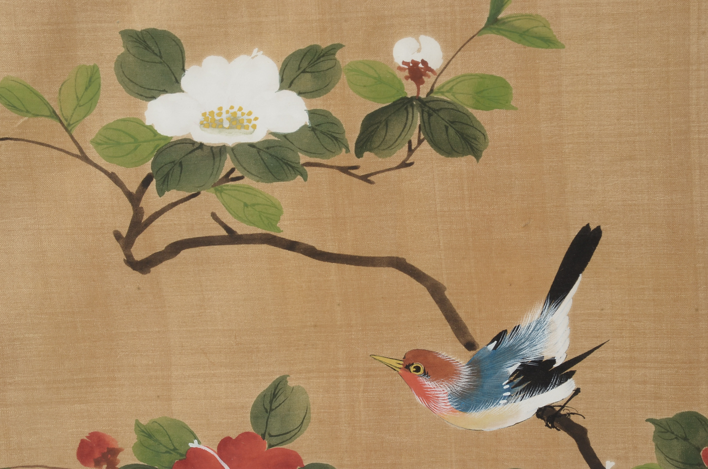 Two Chinese Gouache Nature Scene Paintings on Silk