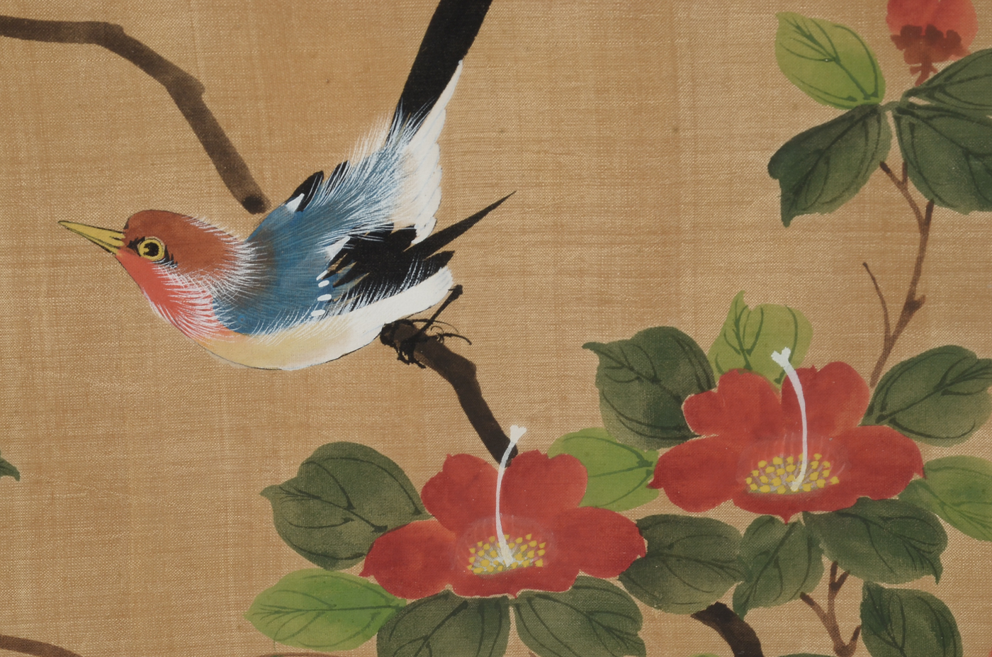 Two Chinese Gouache Nature Scene Paintings on Silk