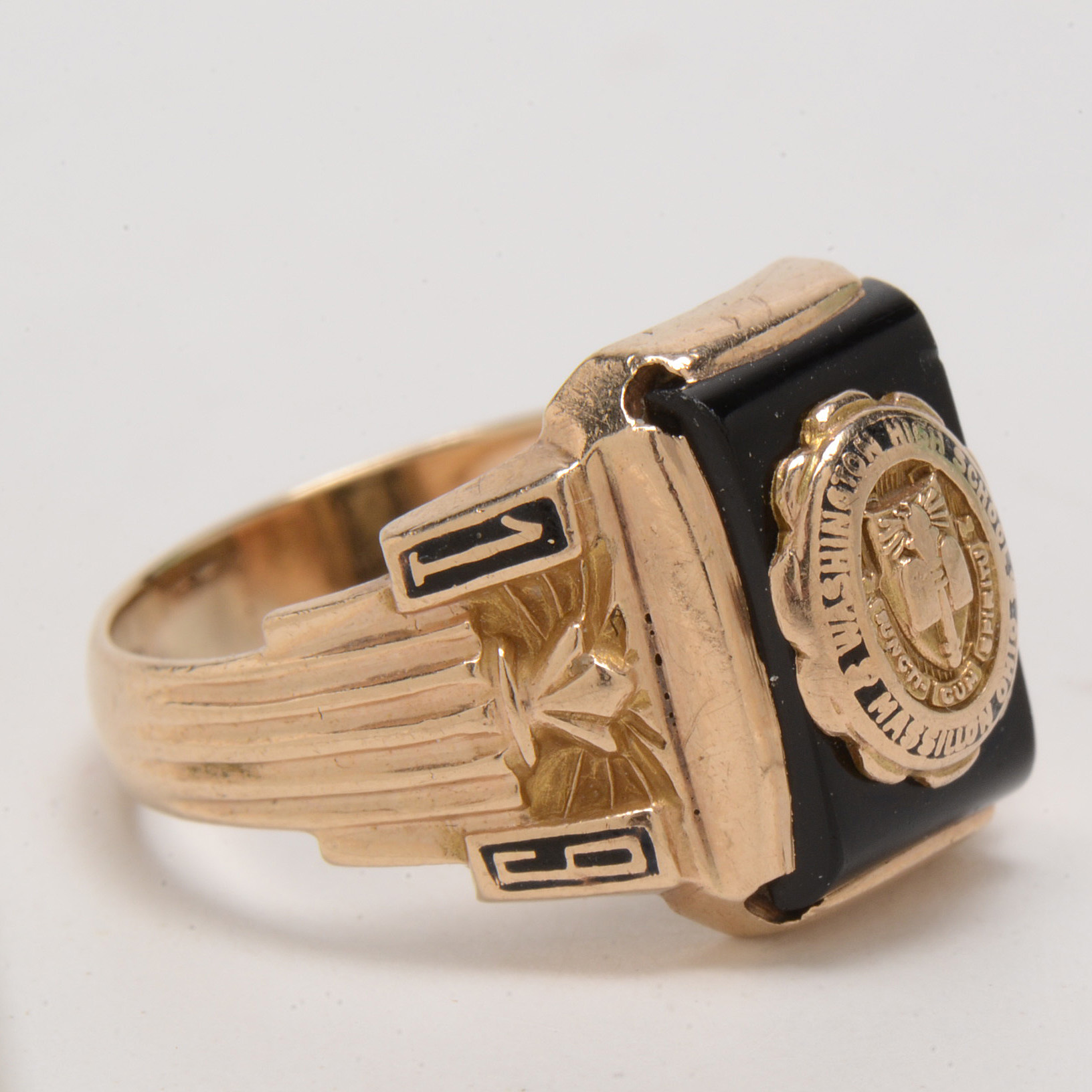 10K Yellow Gold 1937 High School Rings