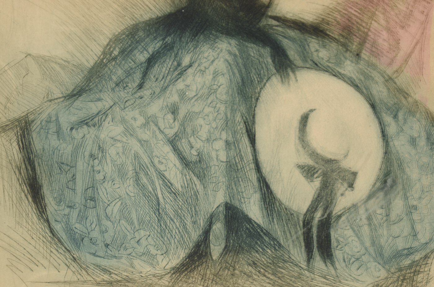 Josef Nuyttens Original 1946 Hand-Tinted Etching "Jeanne"