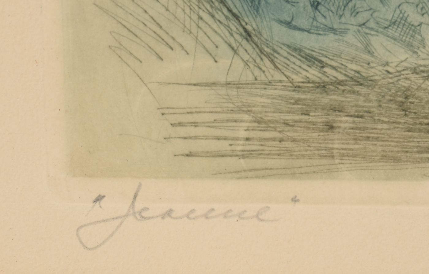 Josef Nuyttens Original 1946 Hand-Tinted Etching "Jeanne"