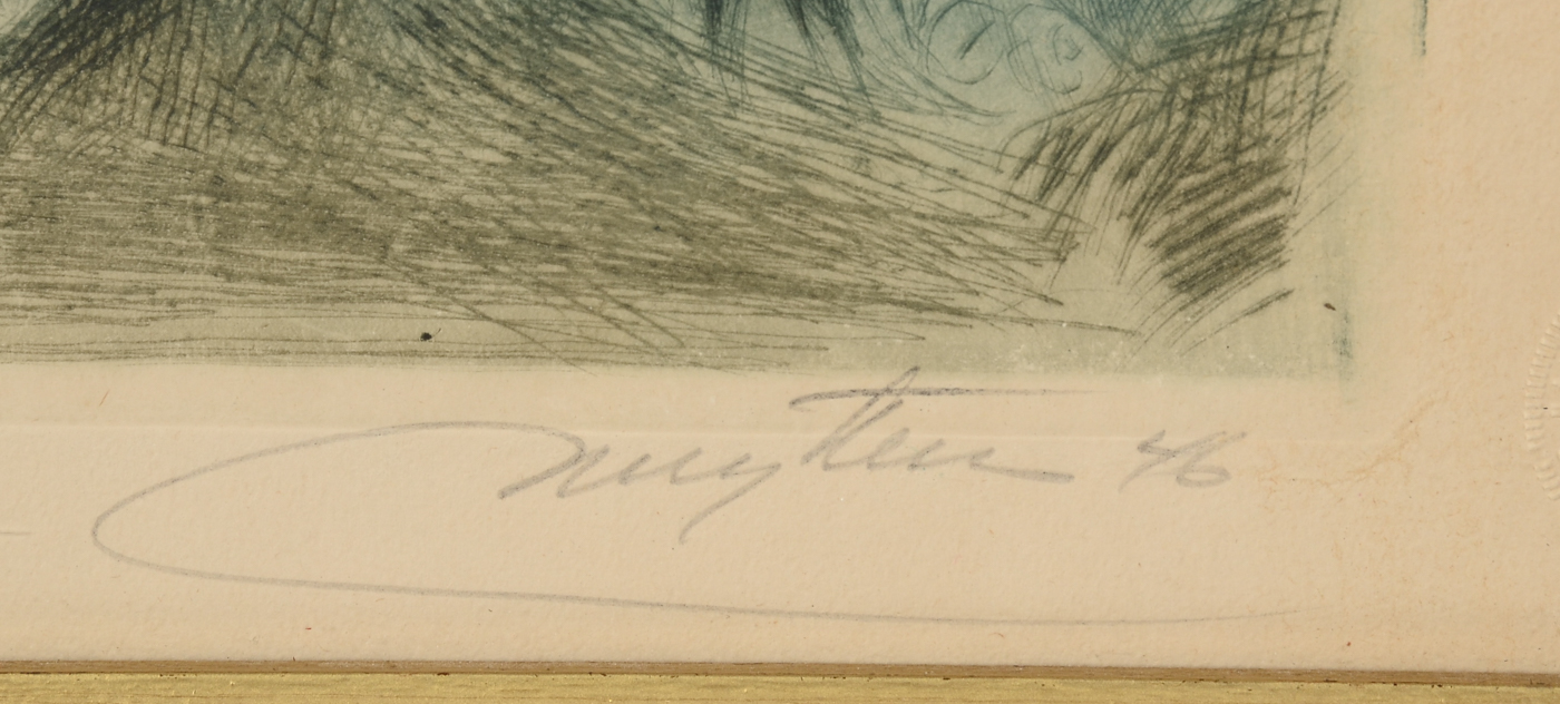 Josef Nuyttens Original 1946 Hand-Tinted Etching "Jeanne"