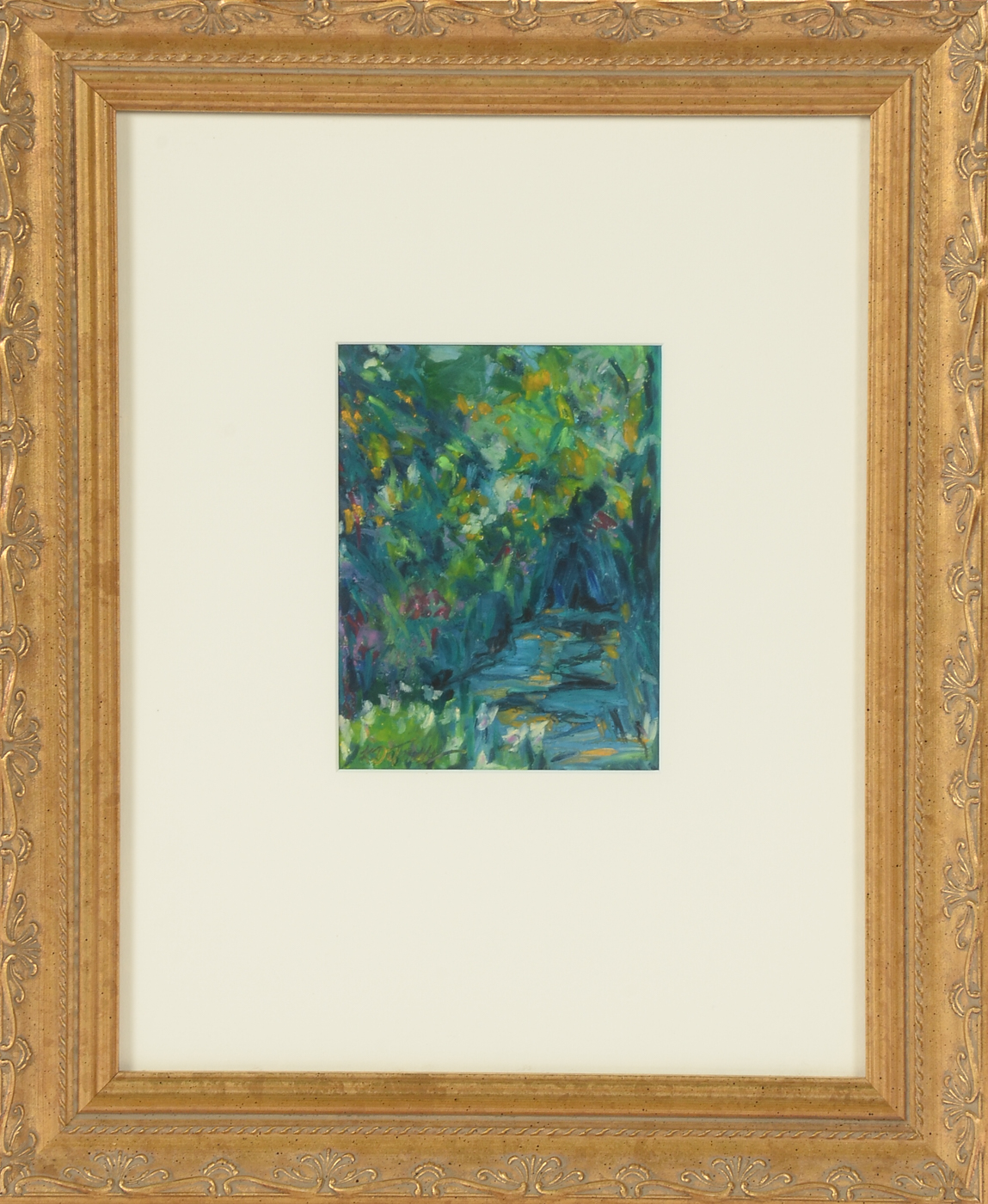 Katherine DuTremble Original 1998 Oil Pastel "Path in the Pond"