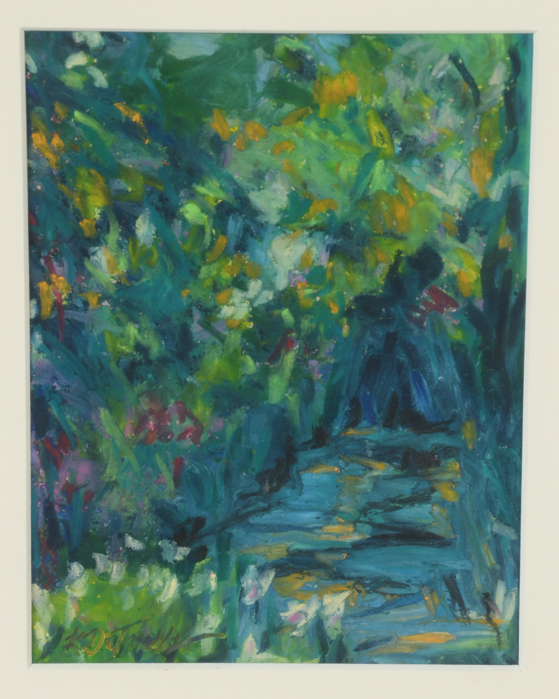 Katherine DuTremble Original 1998 Oil Pastel "Path in the Pond"