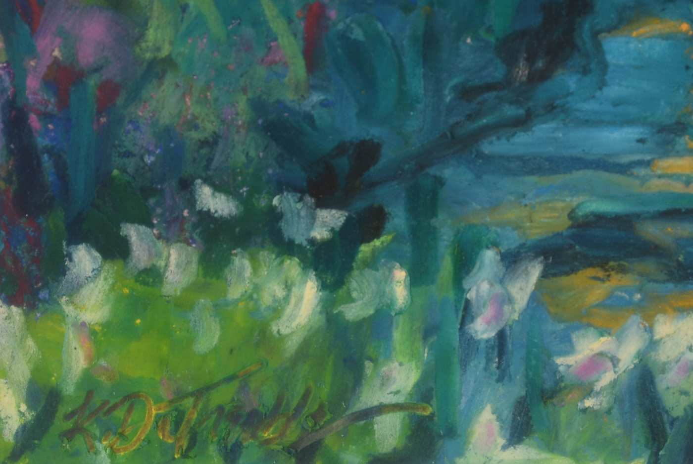 Katherine DuTremble Original 1998 Oil Pastel "Path in the Pond"