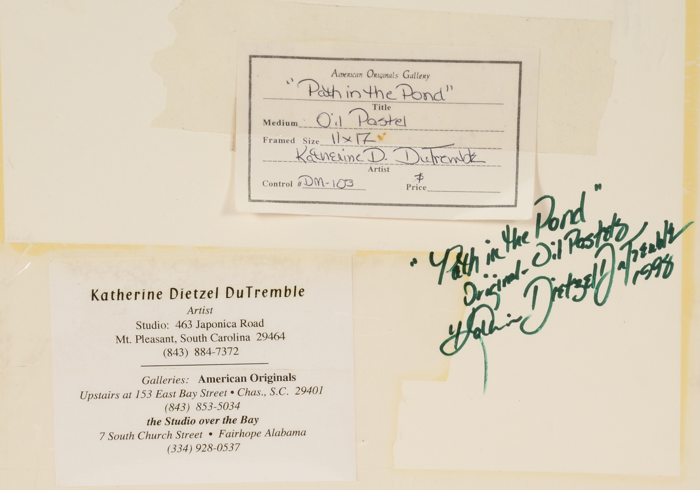 Katherine DuTremble Original 1998 Oil Pastel "Path in the Pond"