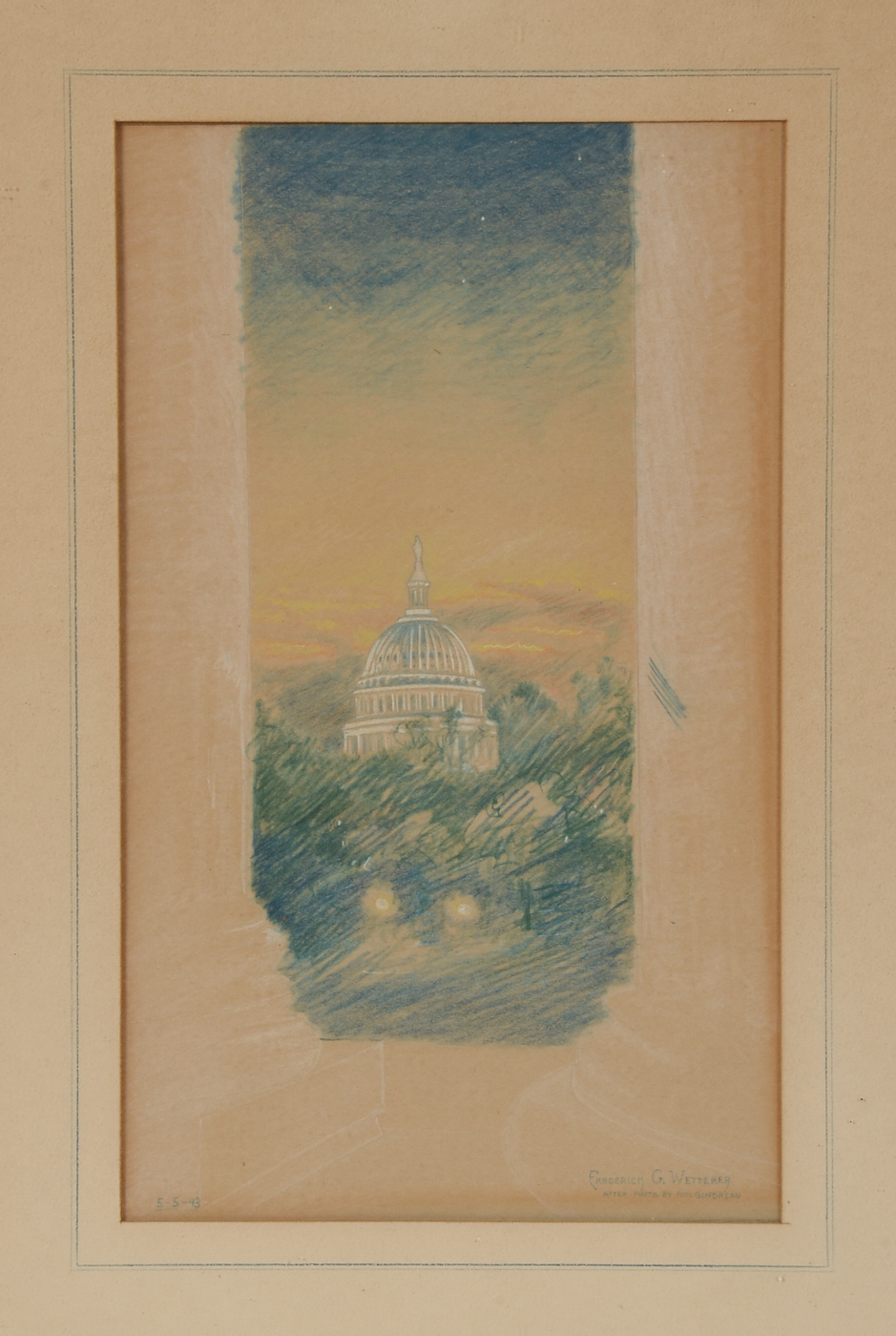 Frederick G. Wetterer 1943 Colored Pencil Drawing after Phil Gendreau