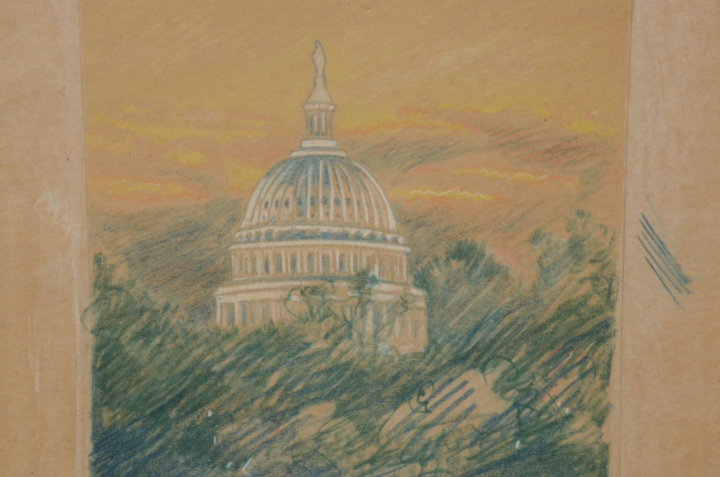 Frederick G. Wetterer 1943 Colored Pencil Drawing after Phil Gendreau