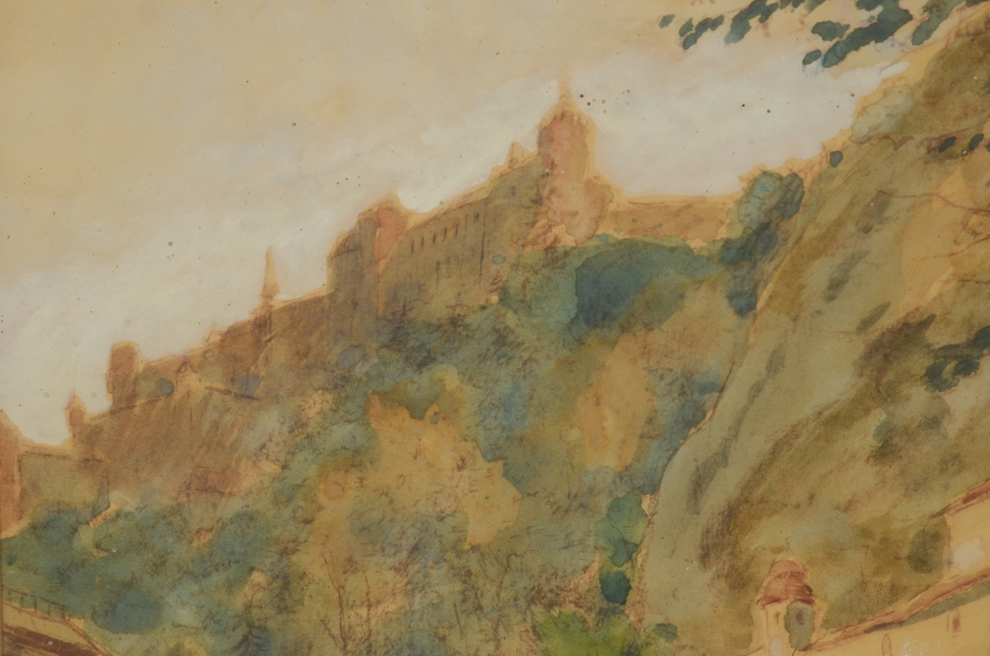 Ernst Wille Original 1963 Plein Air Watercolor Landscape "Salzburg, Friedhof St. Peter"