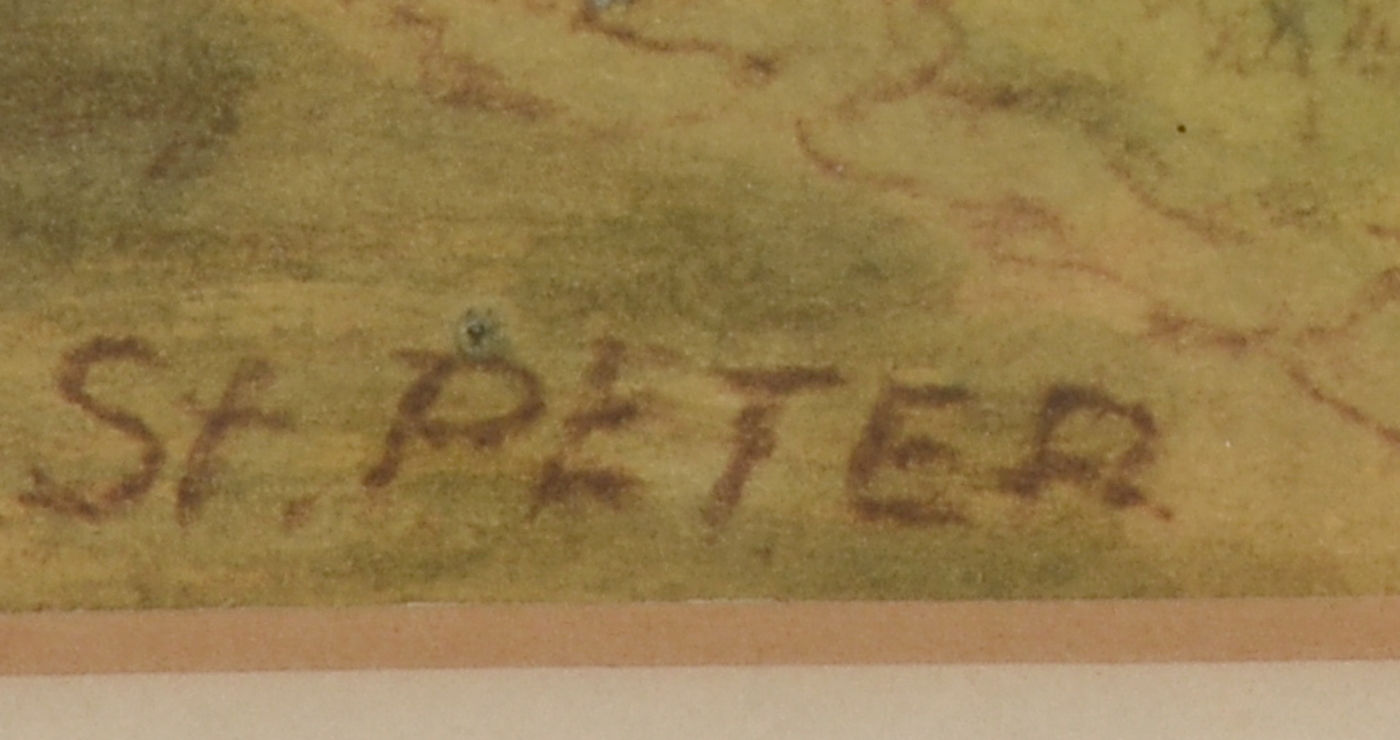 Ernst Wille Original 1963 Plein Air Watercolor Landscape "Salzburg, Friedhof St. Peter"