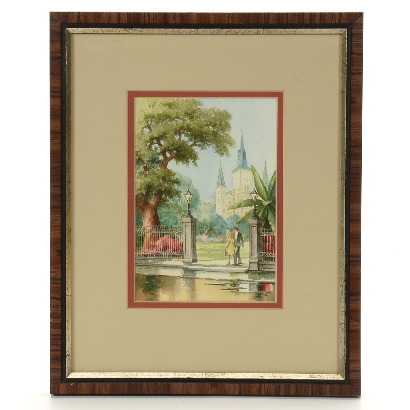 Frank Caruso Original Watercolor Street Scene on Paper