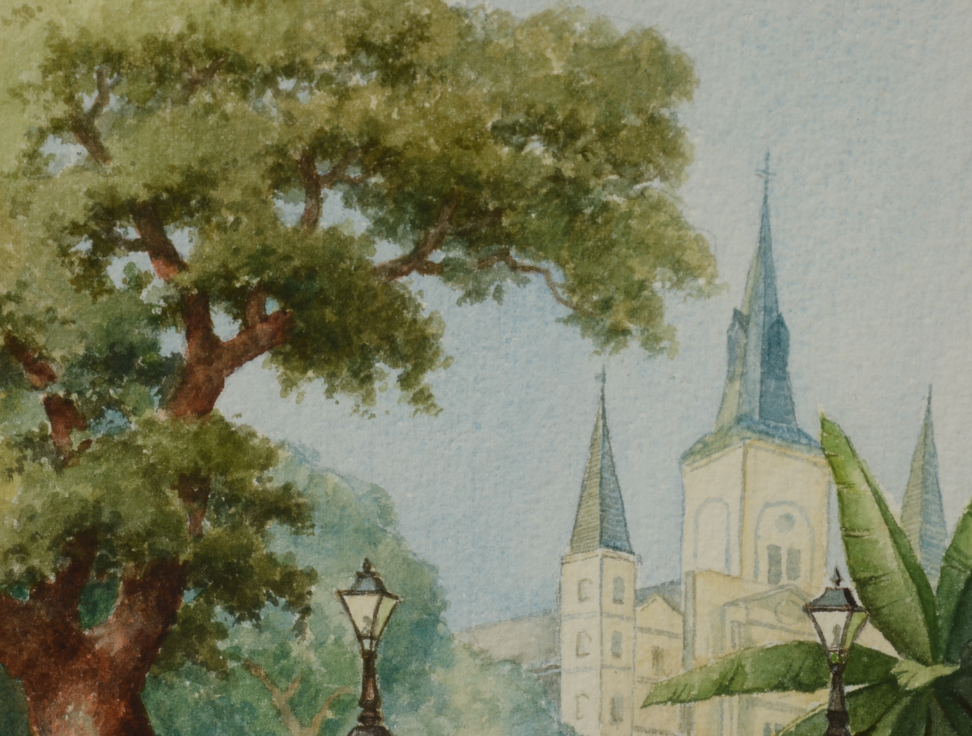 Frank Caruso Original Watercolor Street Scene on Paper