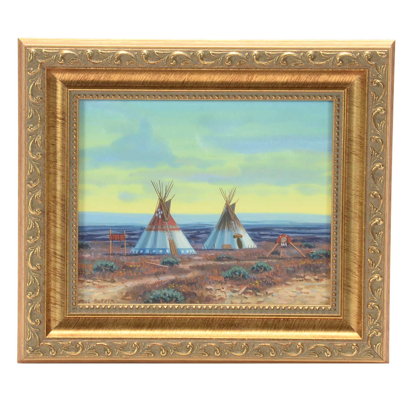 Paul Surber Original Signed Gouache Frontier Genre Painting