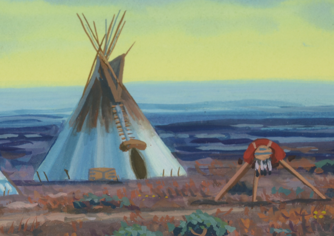 Paul Surber Original Signed Gouache Frontier Genre Painting