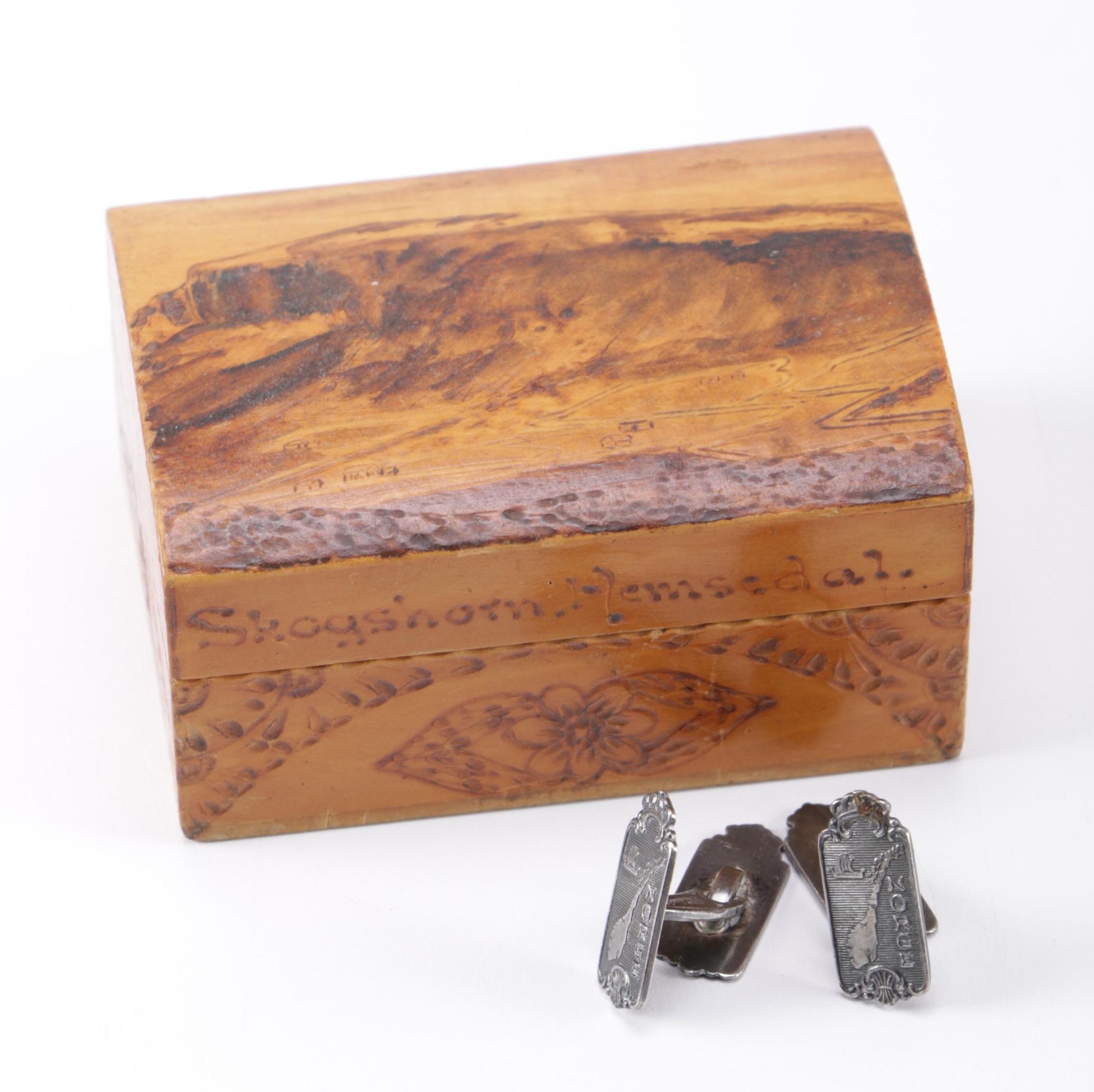 Saethers Gull Norwegian 830 Silver Cufflinks and Wooden Box