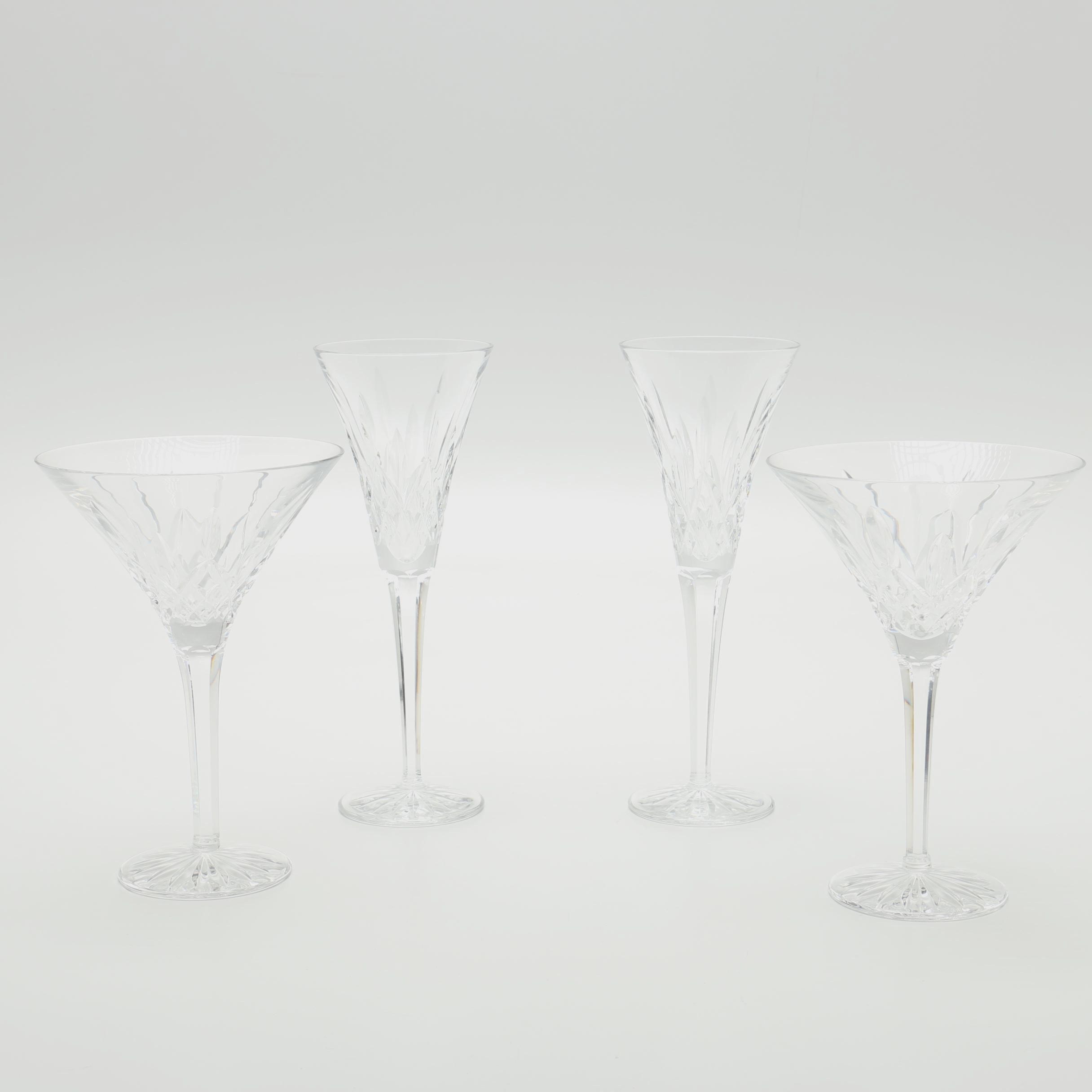 Waterford Lismore Collection Champagne Flutes and Martini Glasses