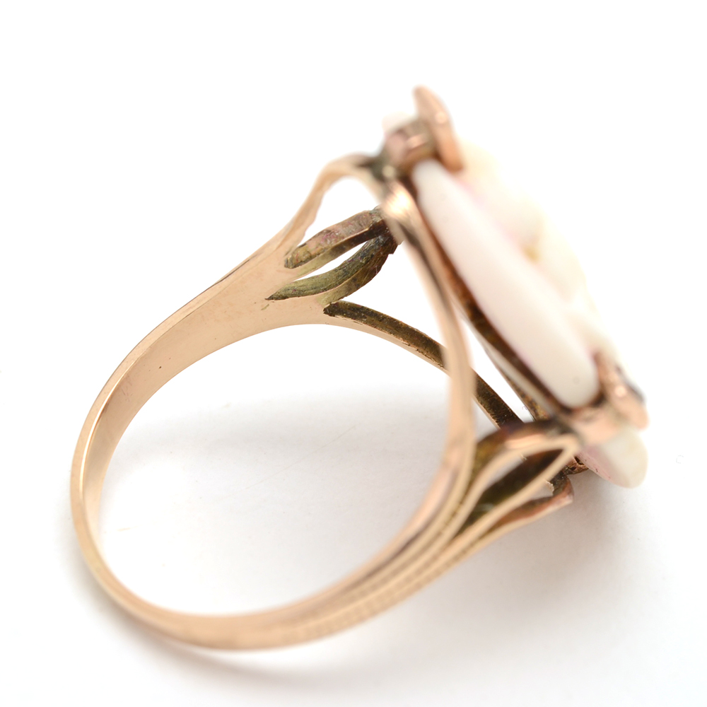 Victorian 10K Yellow Gold Carved Shell Cameo Ring