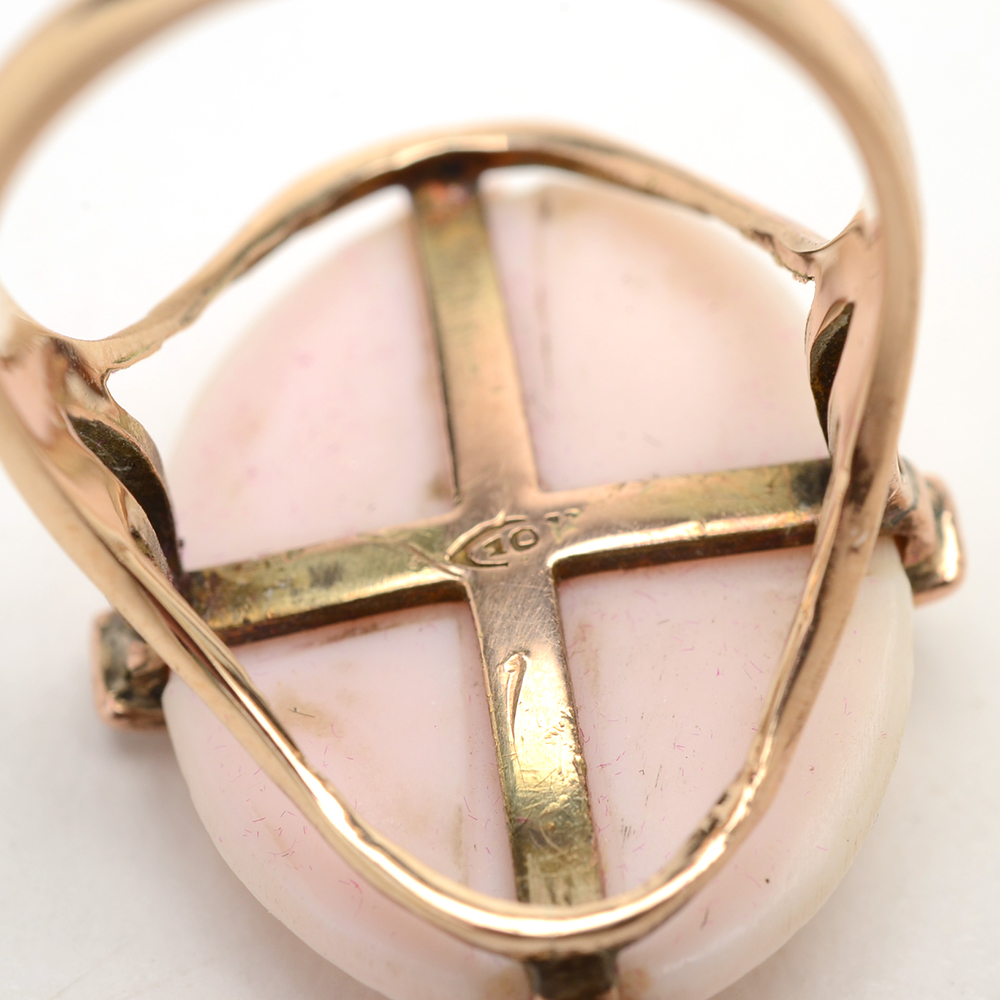 Victorian 10K Yellow Gold Carved Shell Cameo Ring