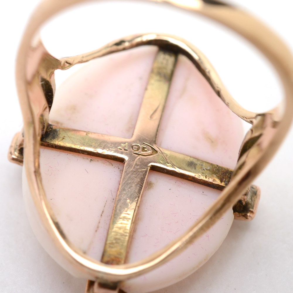Victorian 10K Yellow Gold Carved Shell Cameo Ring