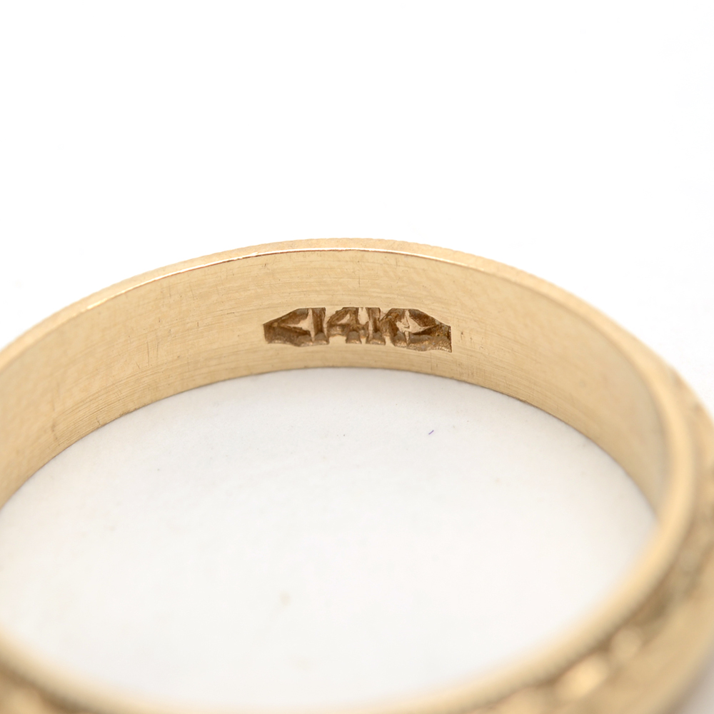 Victorian 14K Yellow Gold Milgrain Wedding Band