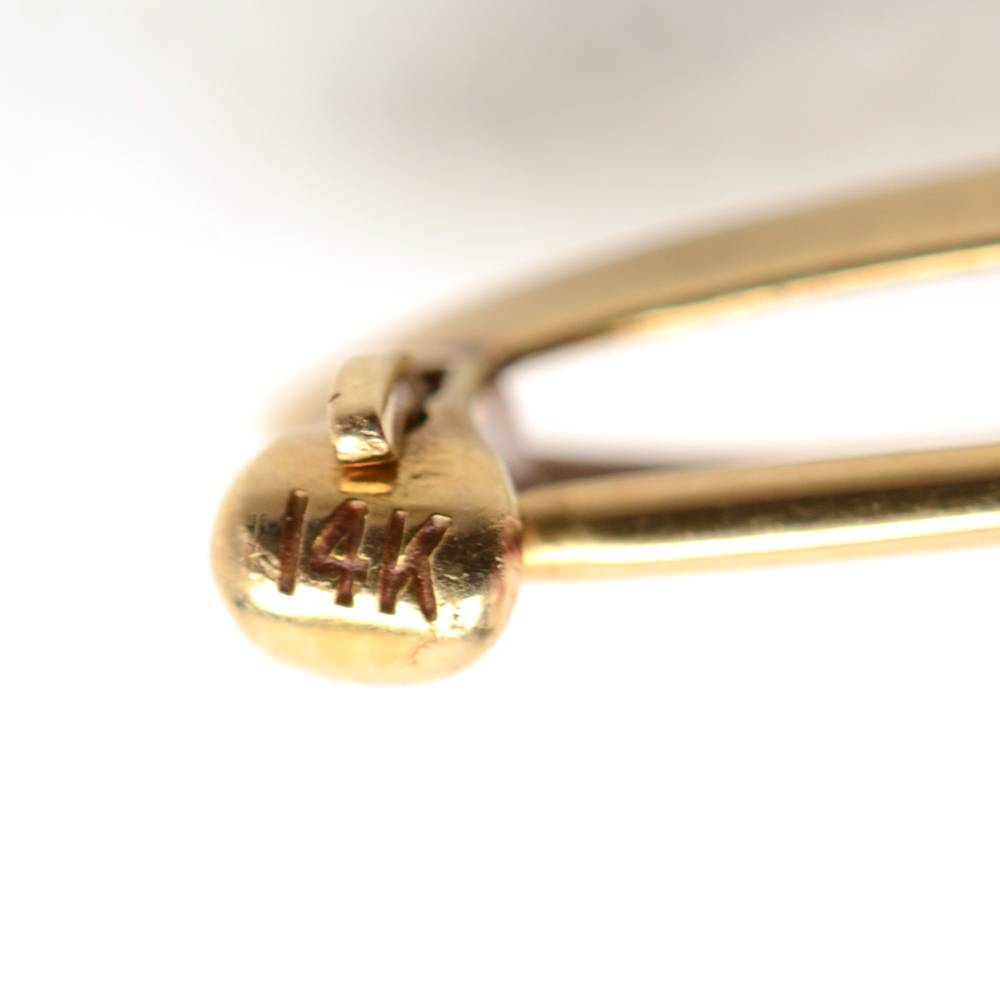 14K Yellow Gold Peridot and Seed Pearl Bar Pin