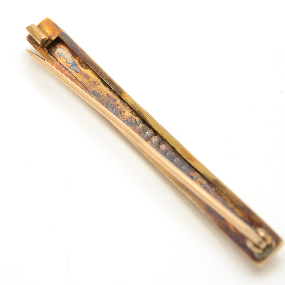 10K Yellow Gold Bar Pin with Seed Pearls